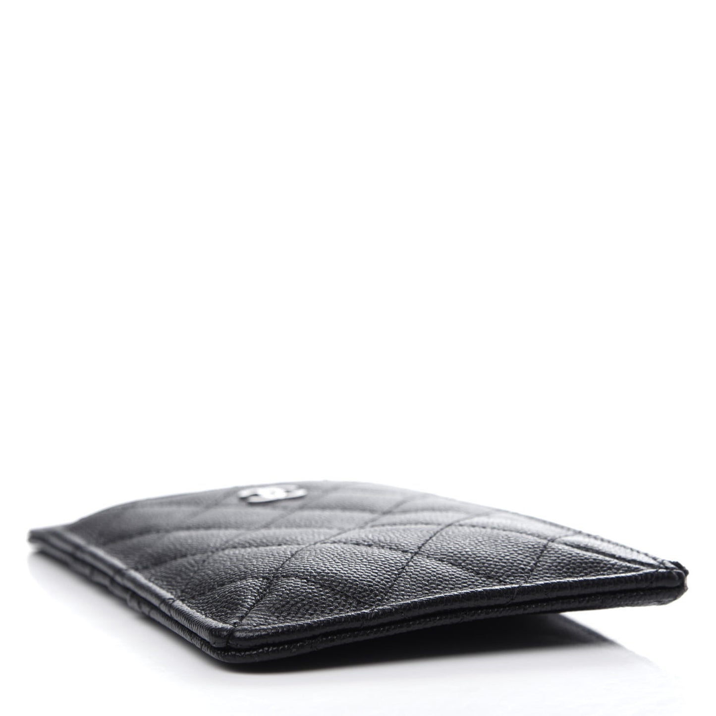 Caviar Quilted Classic Flat Wallet Pouch Black