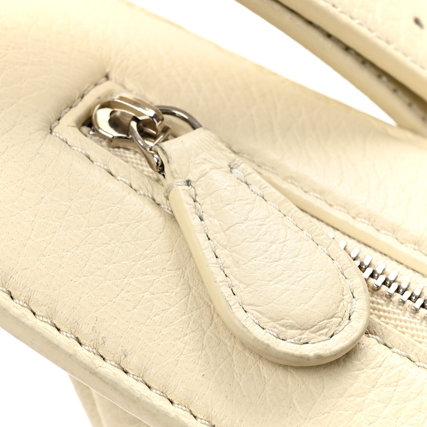 Grained Calfskin Small Slouchy Banana Bag Ivory