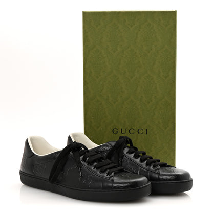 Gucci Calfskin GG Tennis Embossed Mens Ace Sneakers 11 Black 11 of 11