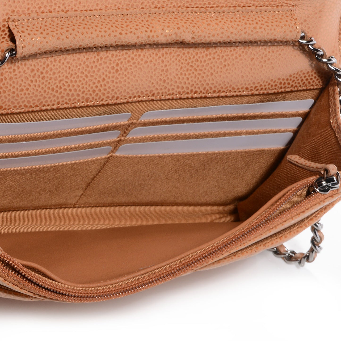 Caviar Quilted Wallet On Chain WOC Metallic Copper