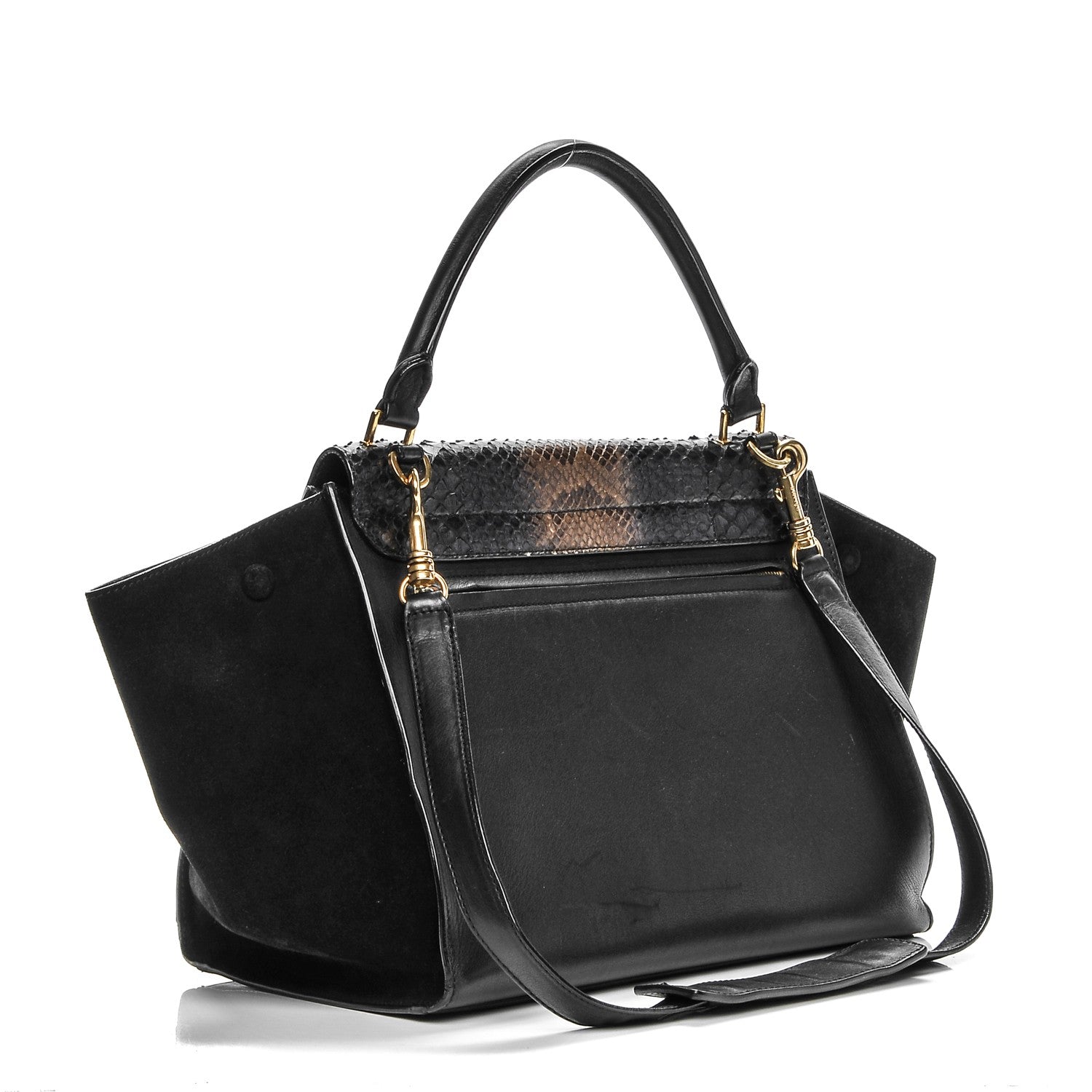 Celine Python Suede Small Trapeze Black 3 of 7