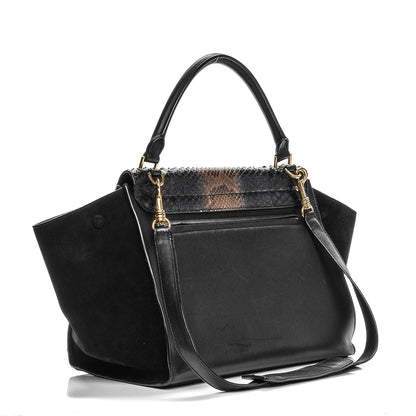 Celine Python Suede Small Trapeze Black 3 of 7