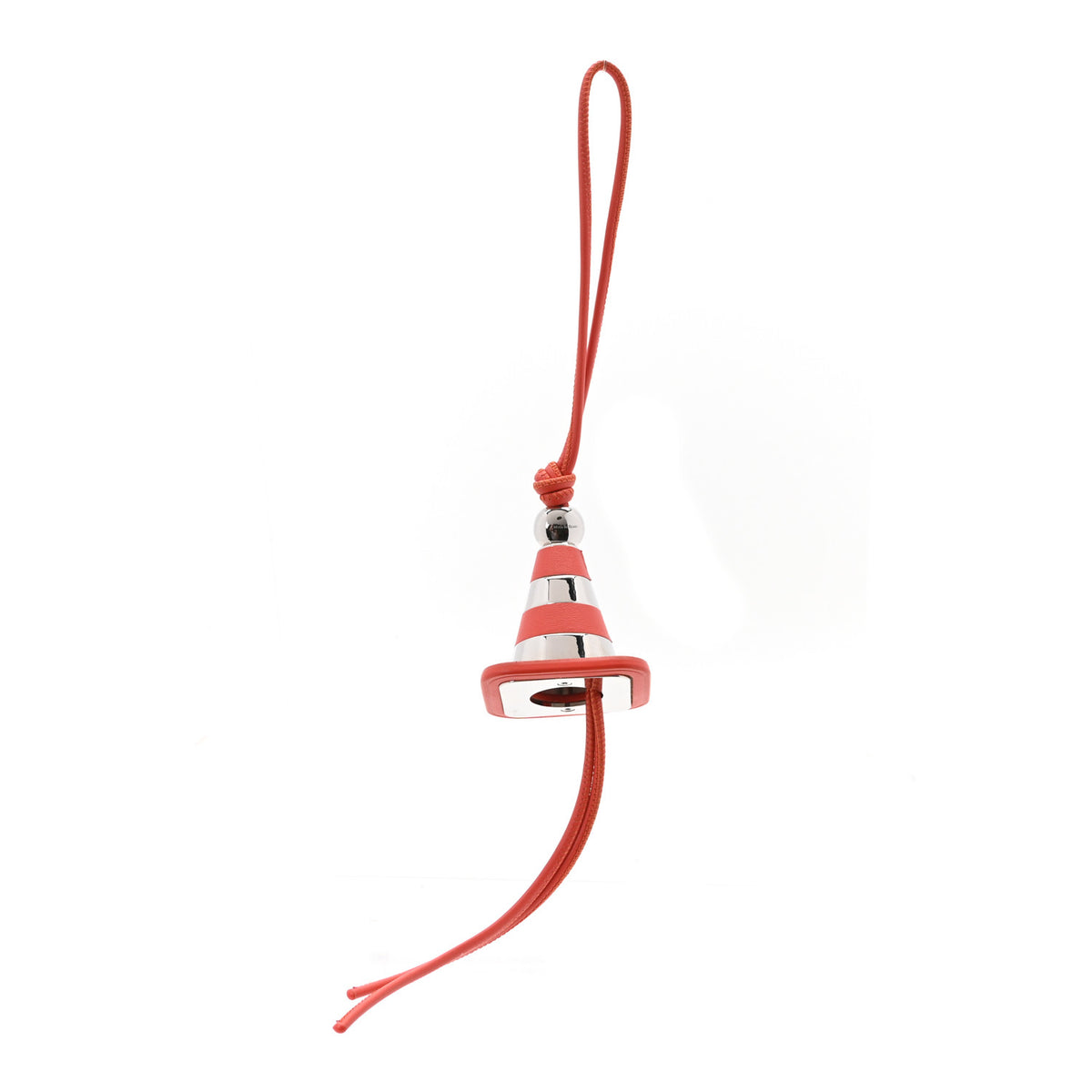 Calfskin Brass Work Cone Charm  Red