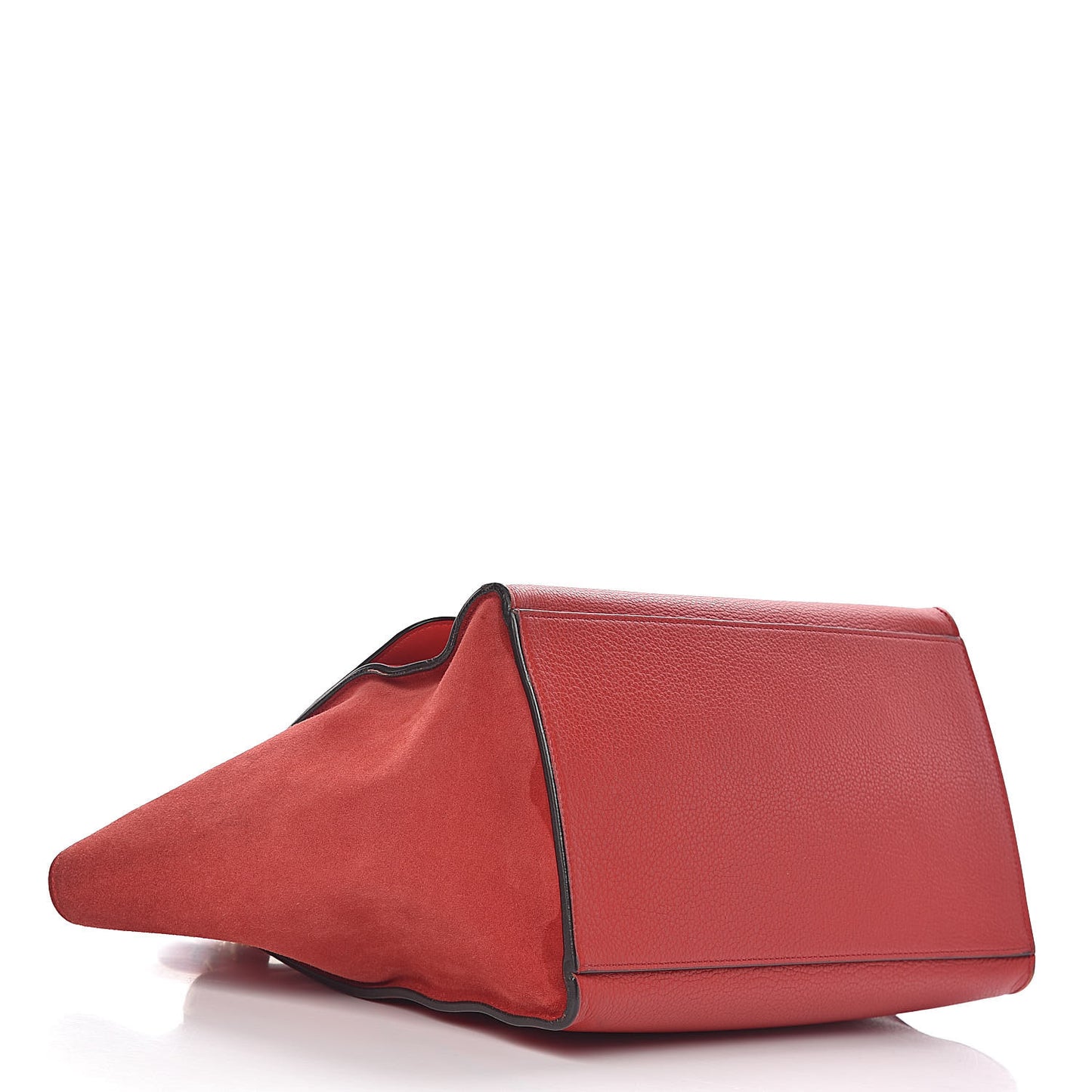 Drummed Calfskin Suede Medium Trapeze Coquelicot