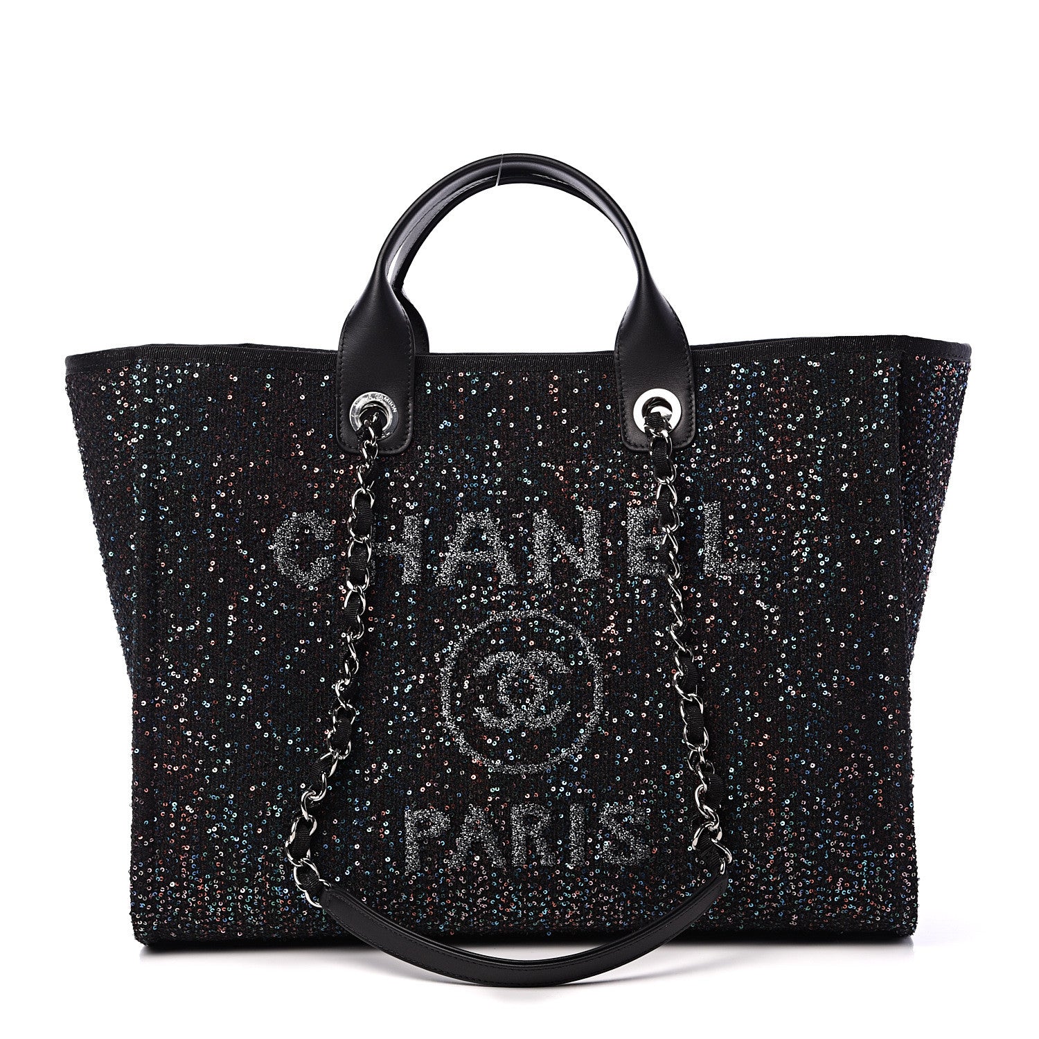 Chanel Viscose Sequins Medium Deauville Tote Black 1 of 9