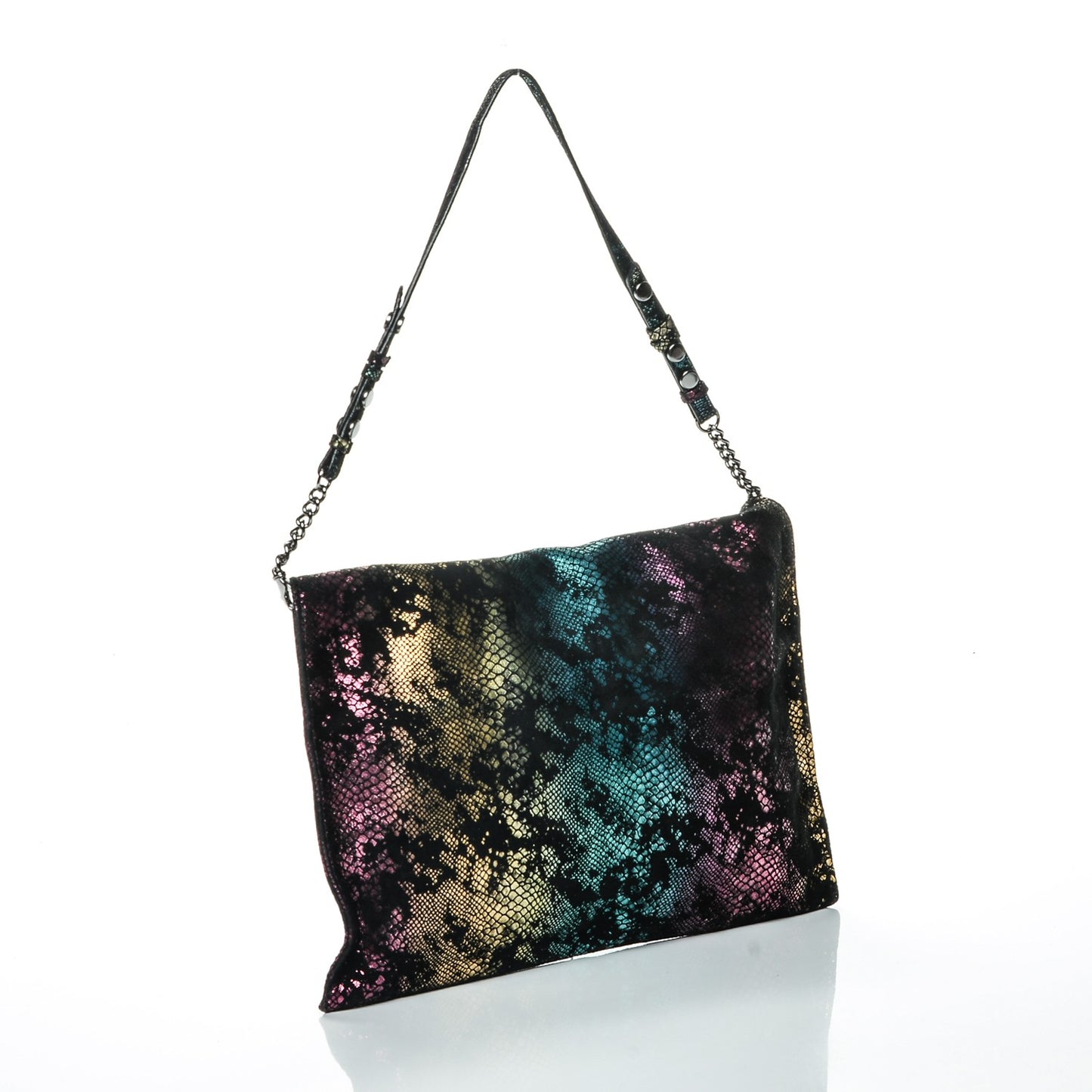 Metallic Snakeskin Effect Envelope Clutch
