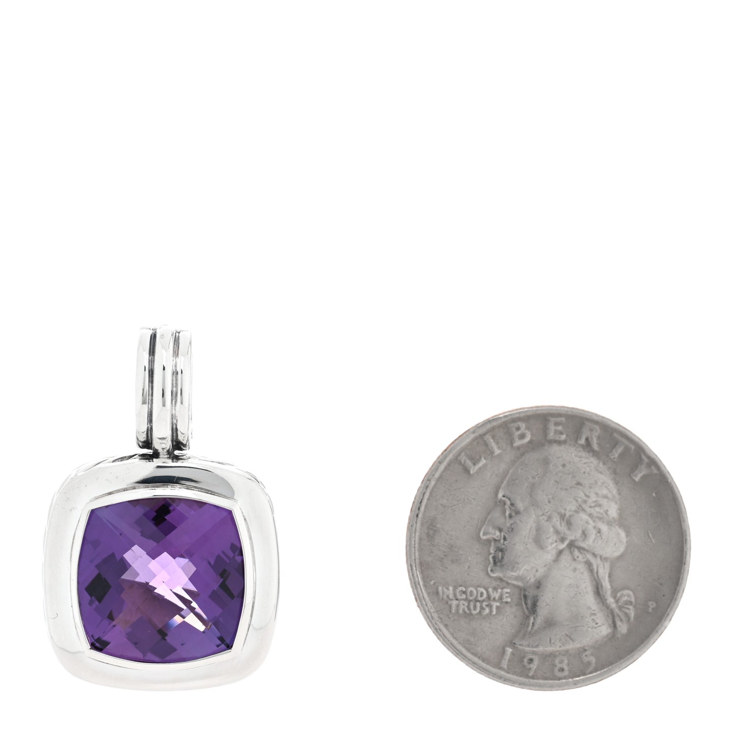 Sterling Silver Amethyst 14mm Albion Enhancer Pendant