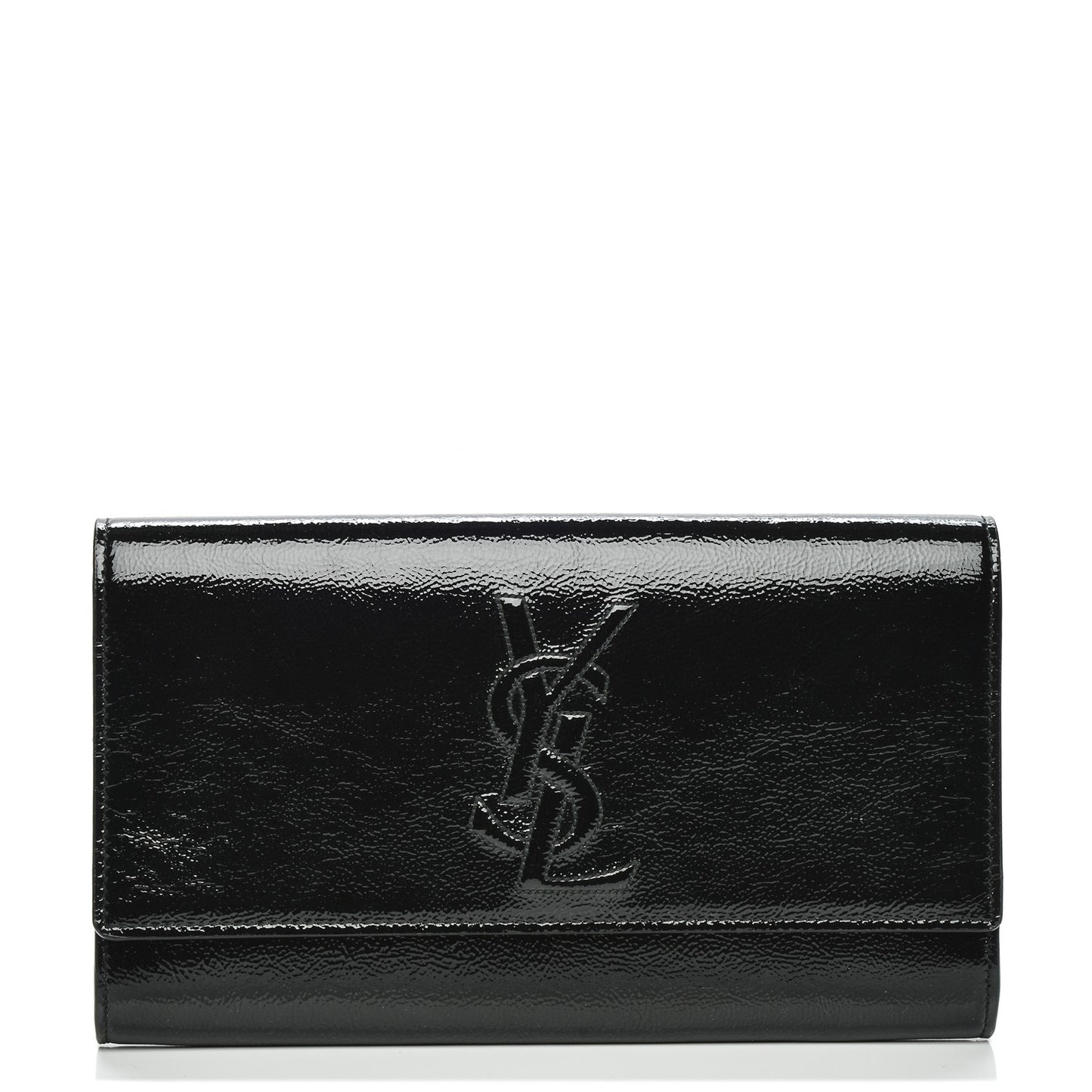 Textured Patent Monogram Large Belle De Jour Clutch Black