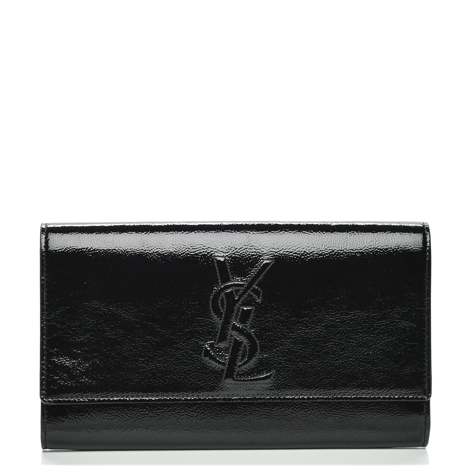 Saint Laurent Textured Patent Monogram Large Belle De Jour Clutch Black 1 of 7