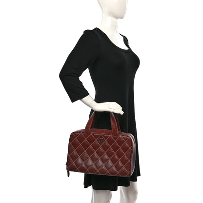 Chanel Calfskin Contrast Stitch Surpique Bowler Brown 2 of 9