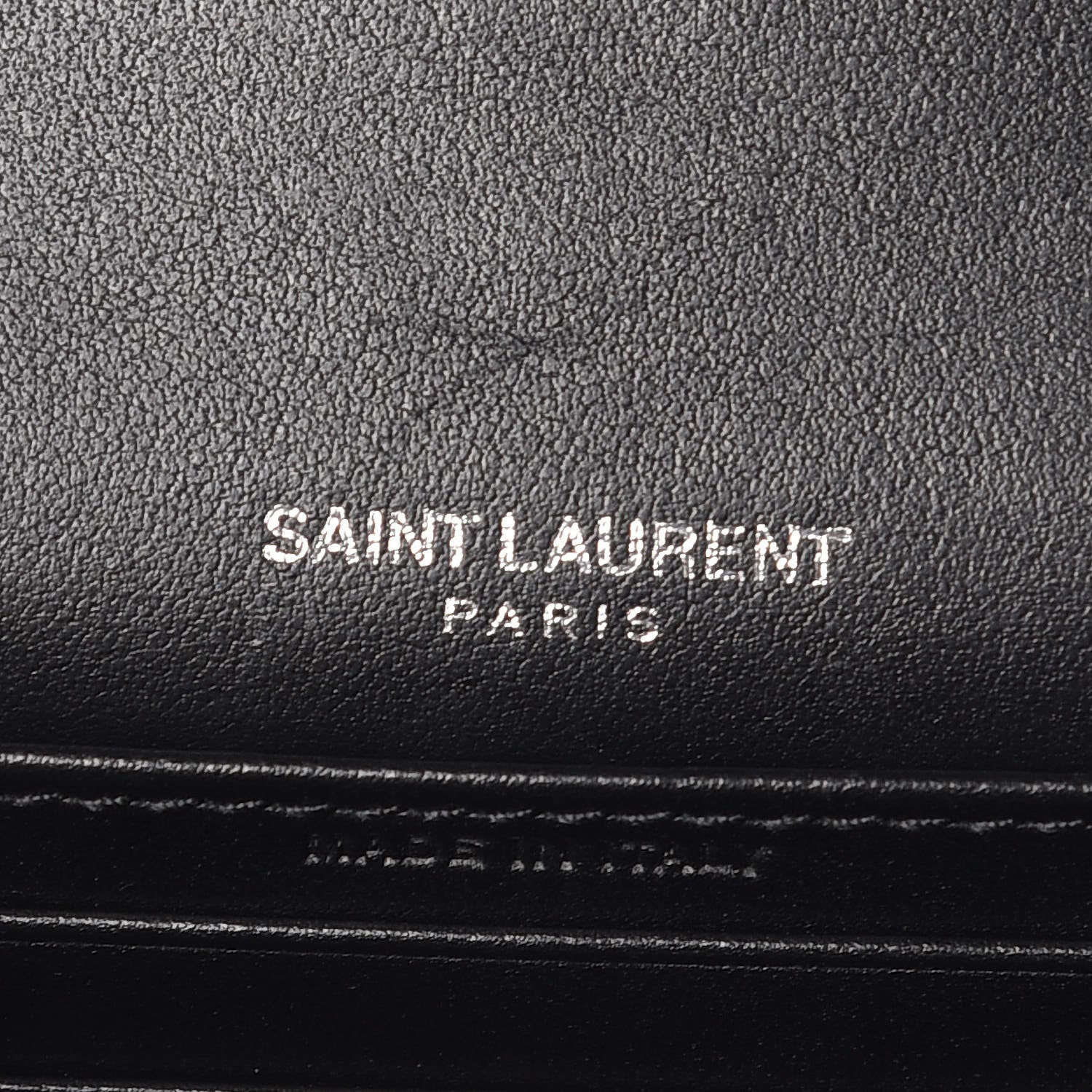 Saint Laurent Calfskin Crocodile Embossed Monogram Sunset Chain Wallet Black 8 of 9
