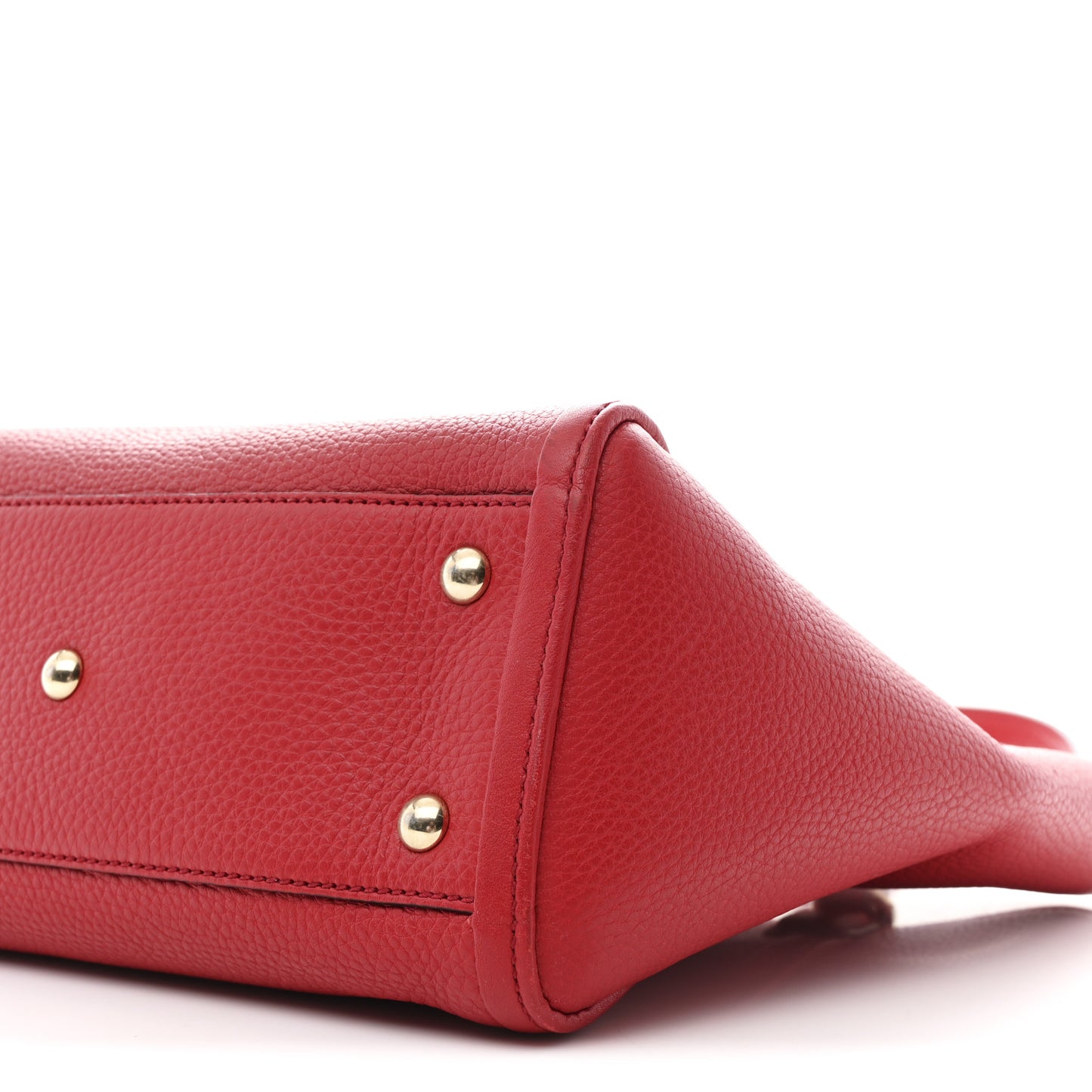 Pebbled Calfskin Small Soho Top Handle Bag Red