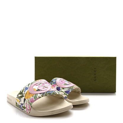Gucci X KEN SCOTT Rubber Infinity Giardino d Apri Interlocking G Womens Pool Slide Sandals 37 Ivory Pink Wild Rose 8 of 8