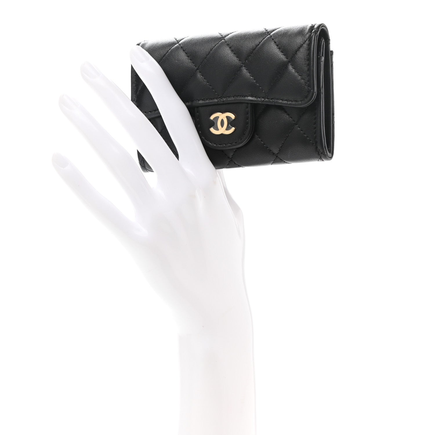 Chanel Lambskin Quilted Flap Card Holder Wallet Black 2 of 11