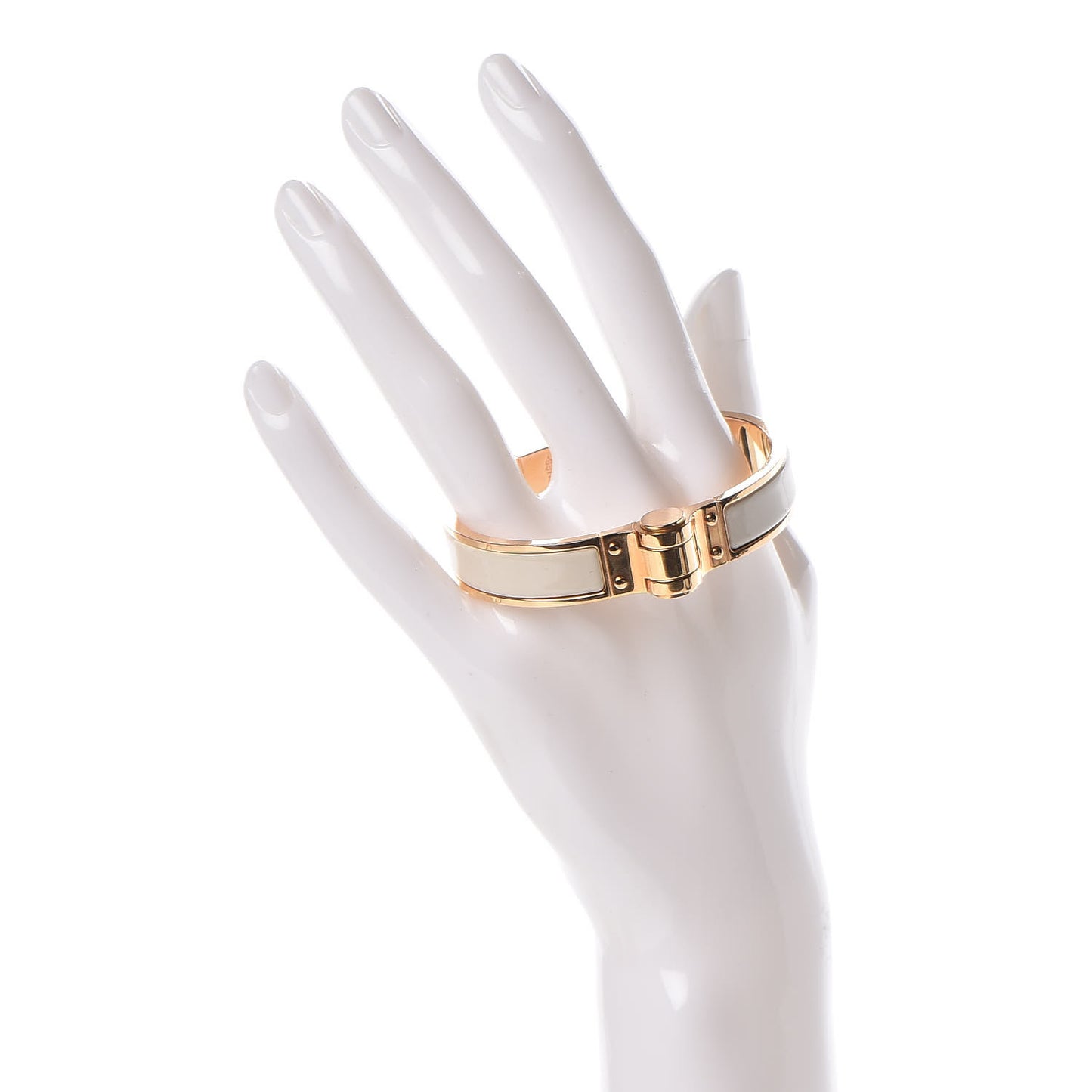 Enamel Charniere Uni Narrow Hinged Bracelet S Pannacotta