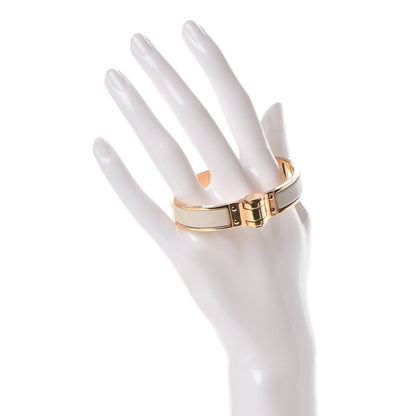 Hermes Enamel Charniere Uni Narrow Hinged Bracelet S Pannacotta 2 of 5