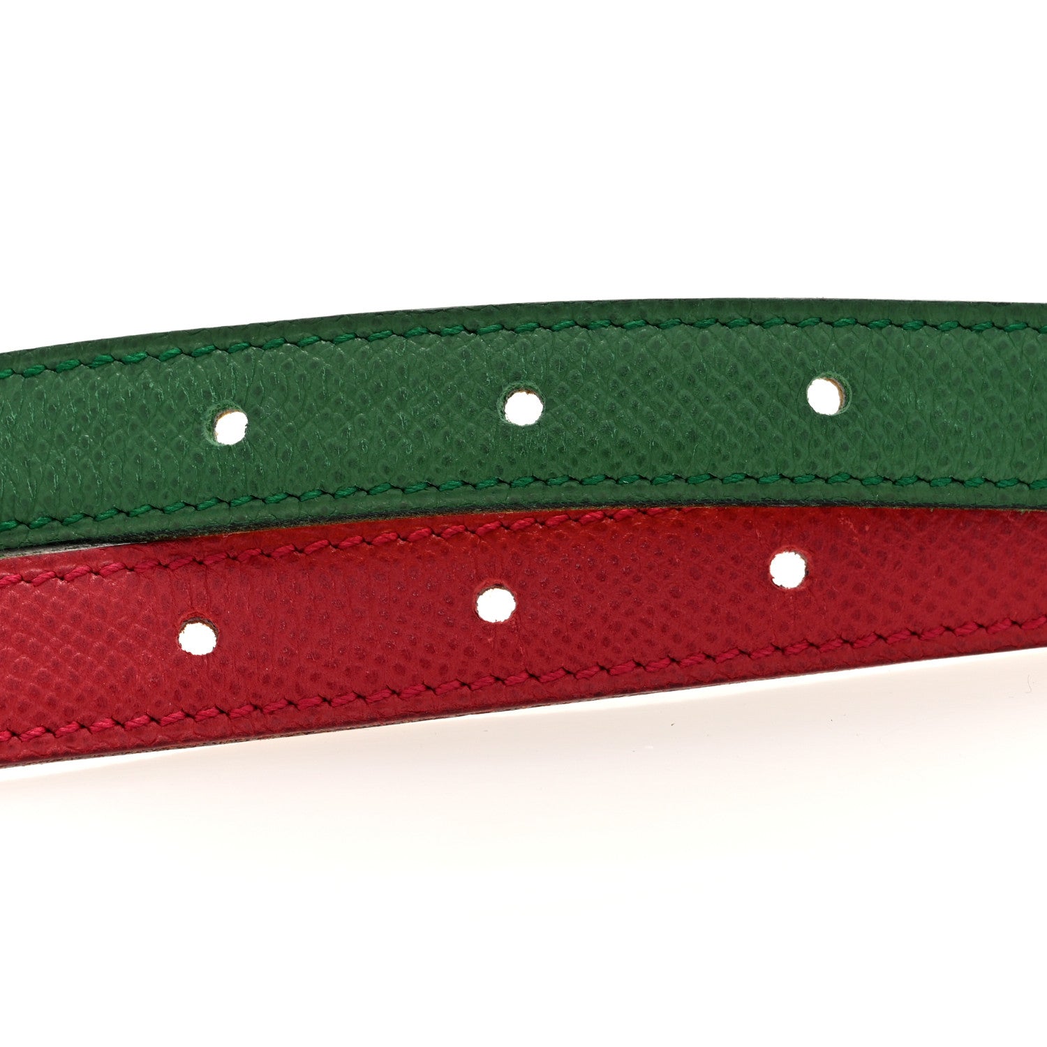 Hermes Epsom Double Strap Reversible Belt 80 32 Green Red Gold Yellow 6 of 6
