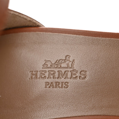 Hermes Calfskin Legend Wedge Sandals 36.5 Gold 7 of 7