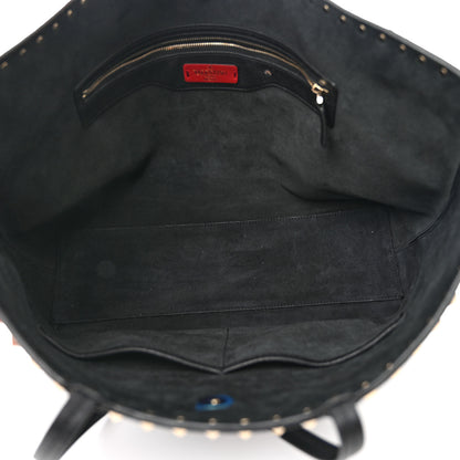 Valentino Garavani Grained Calfskin Rockstud Shoulder Tote Black 5 of 12