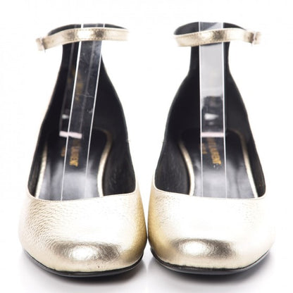 Saint Laurent Metallic Calfskin Babies 40 Ankle Strap Pumps 37 Gold 2 of 14