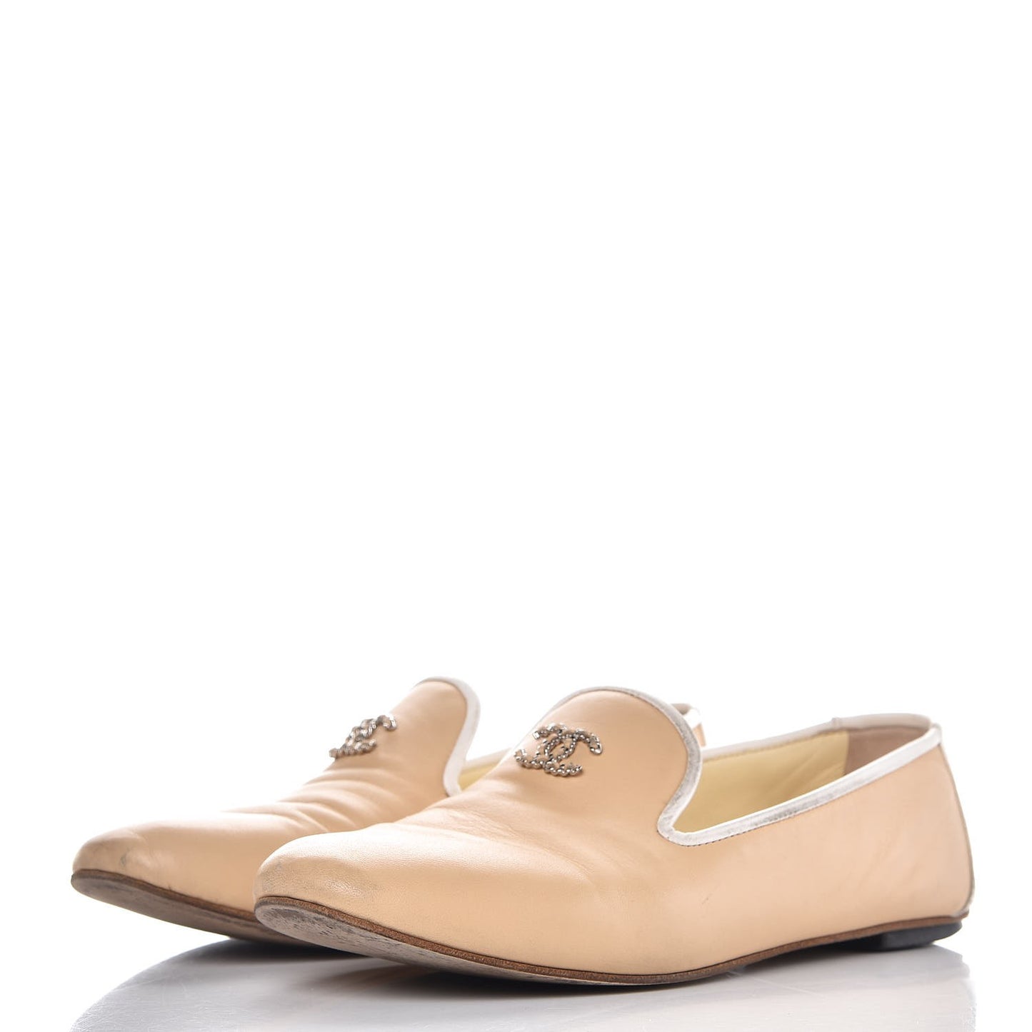 Lambskin CC Chain Loafers 38.5 Beige