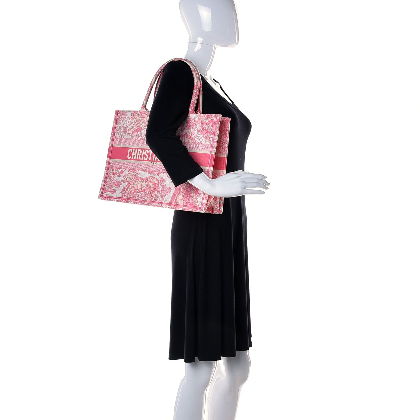 Canvas Embroidered Medium Dioriviera Toile De Jouy Book Tote Rose