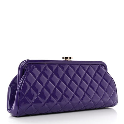 Chanel Patent Quilted Timeless Clutch Purple 3 of 7