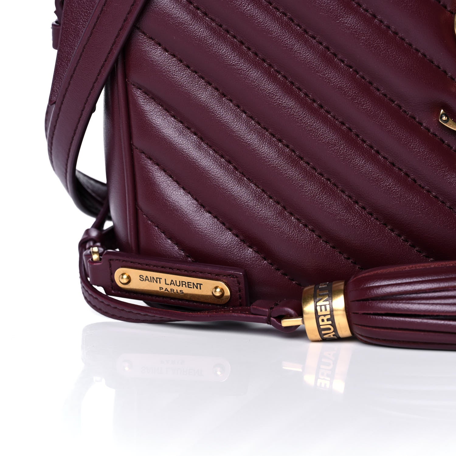 Saint Laurent Calfskin Matelasse Monogram Lou Camera Bag Dark Legion Red 9 of 11