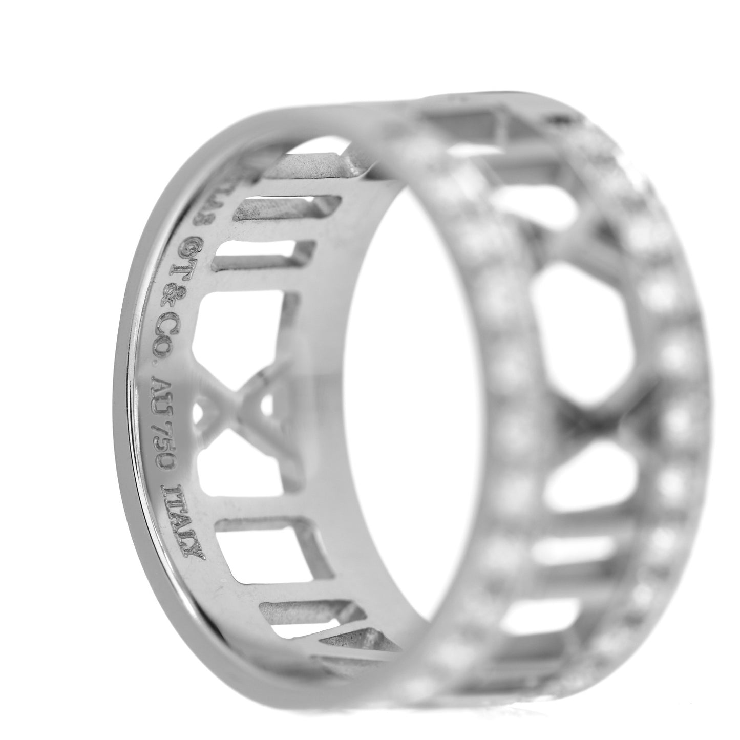 18K White Gold Diamond Wide Atlas Open Ring 51 5.75