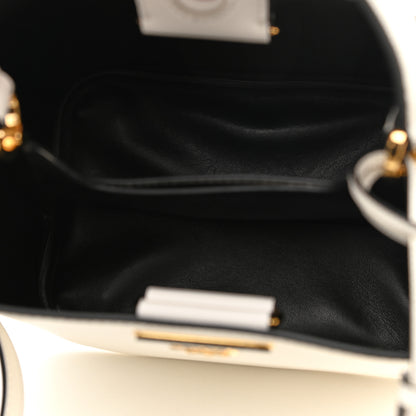 Prada Saffiano Cuir Medium Panier Bucket Bag Bianco Black 5 of 9