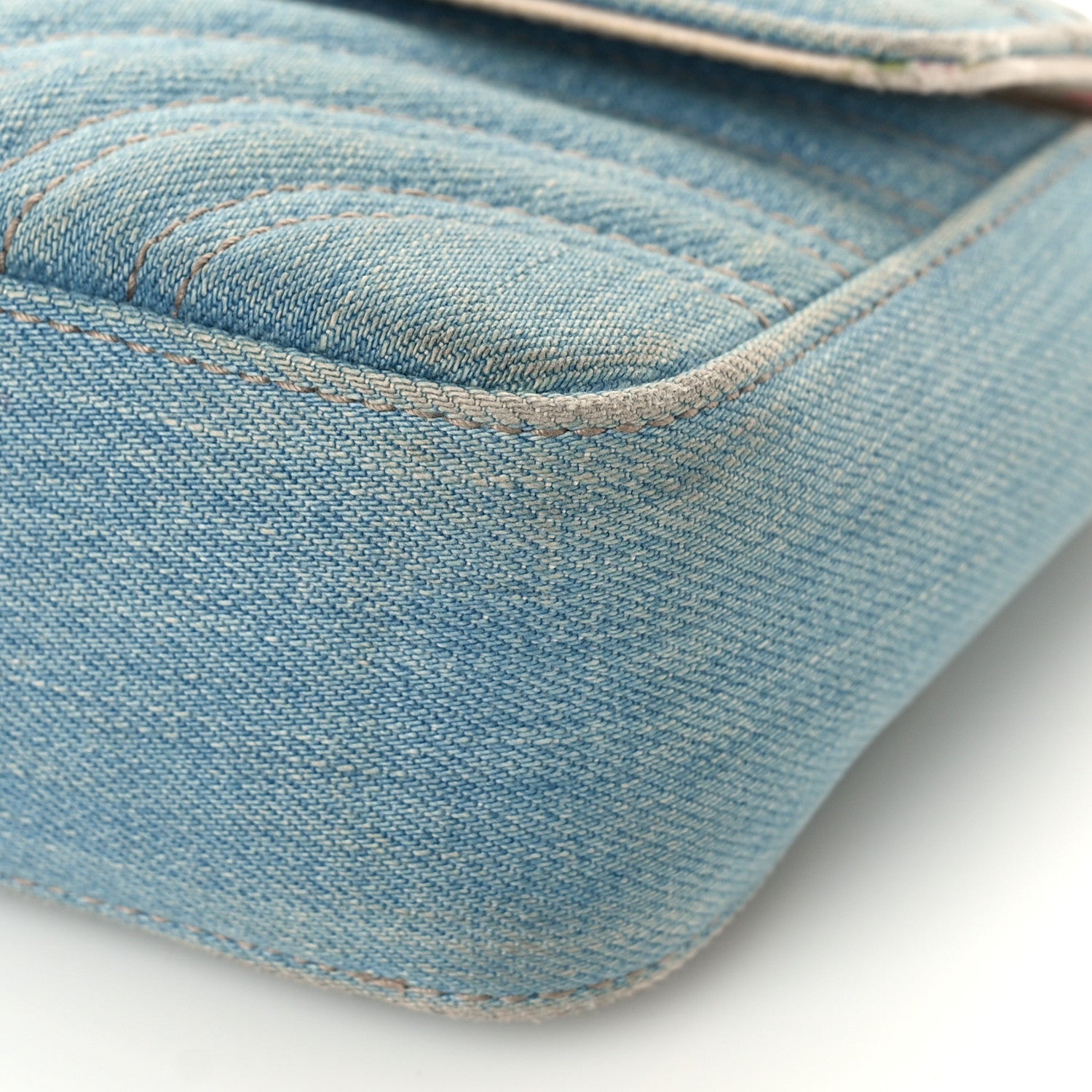 Gucci Denim Matelasse Mini Pearly GG Marmont Shoulder Bag Blue 9 of 13