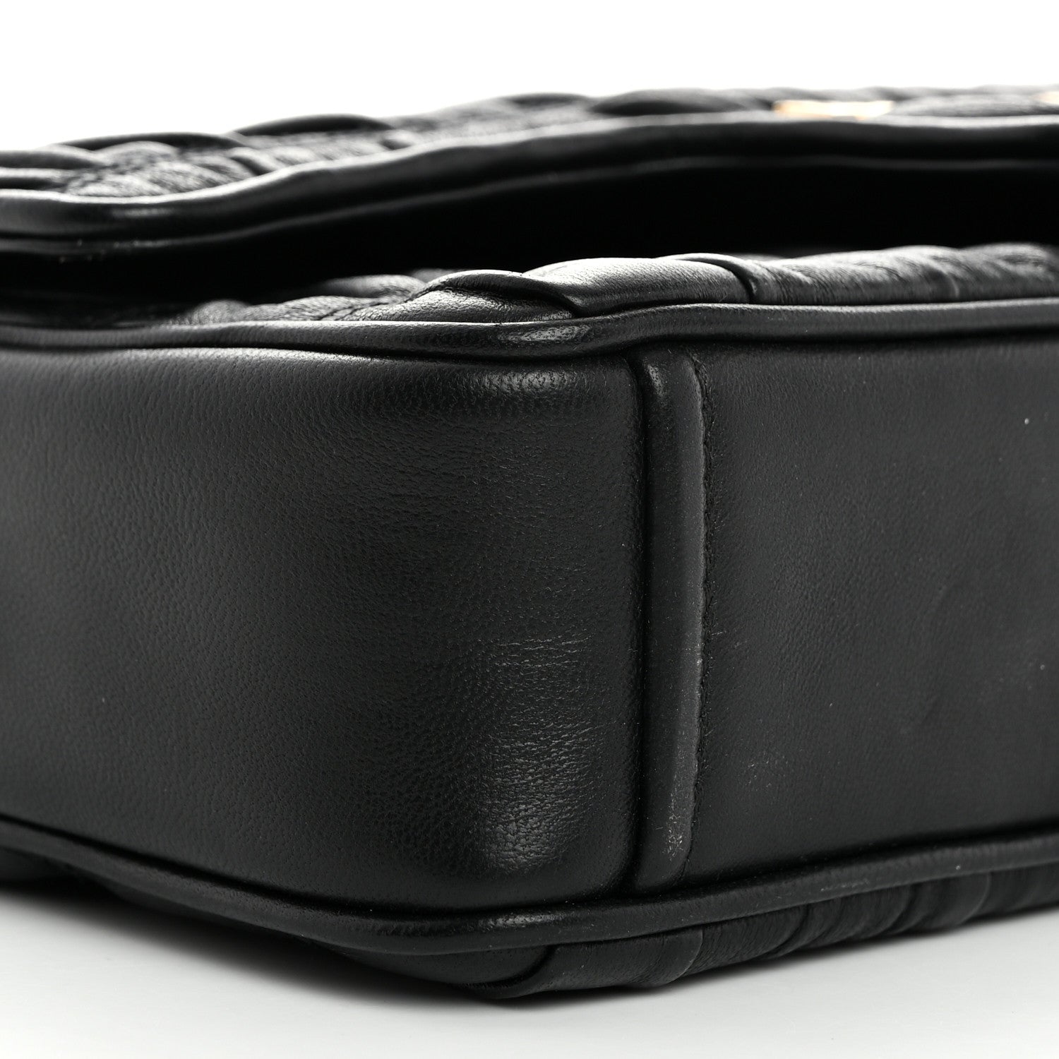 Prada Nappa Gaufre Medium Chain Flap Shoulder Bag Black 9 of 10