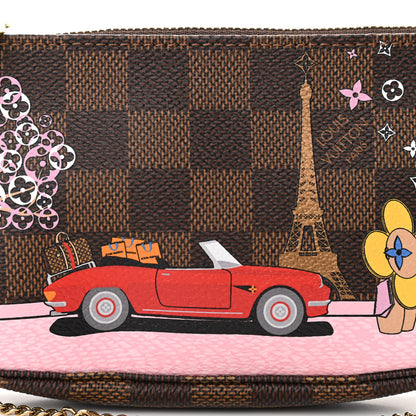 Louis Vuitton Damier Ebene 2019 Christmas Animation Mini Pochette Accessories Red 8 of 11