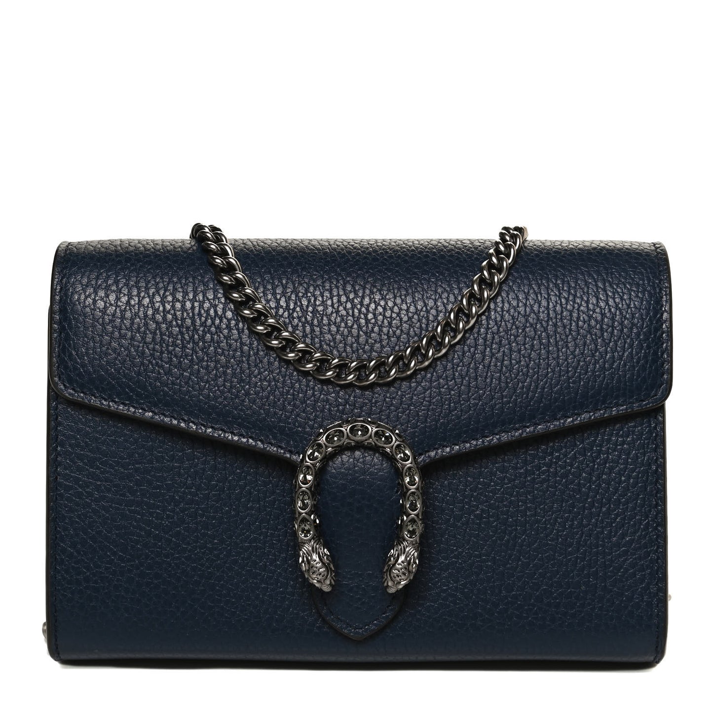 Dollar Calfskin Crystal Mini Dionysus Chain Wallet Blue Agata Black Diamond