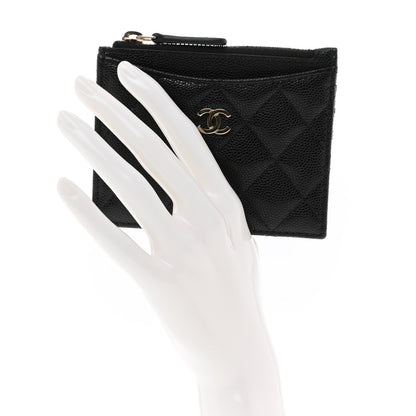 Chanel Caviar Quilted CC Zip Card Holder Black 2 of 8