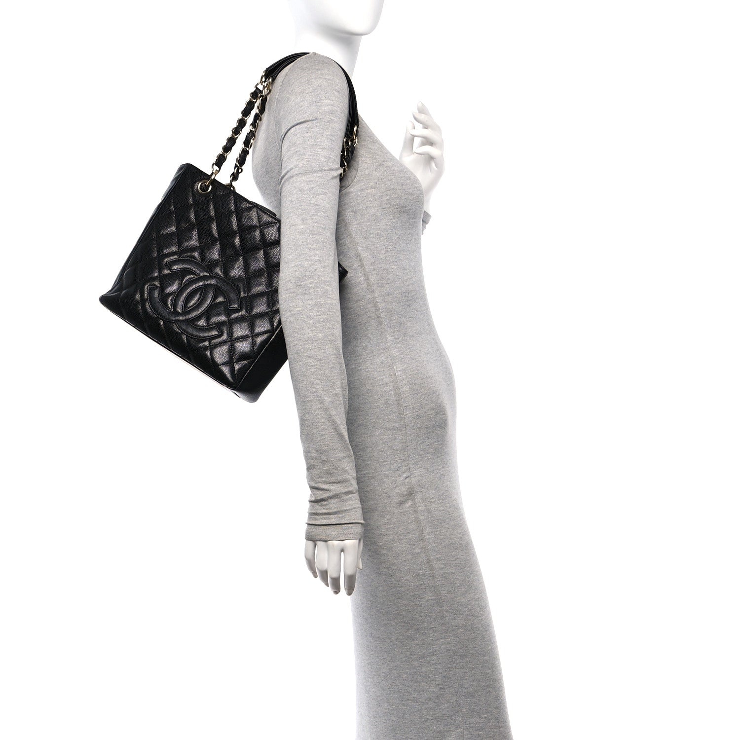 Chanel Caviar Quilted Petit Shopping Tote PST Black 2 of 14