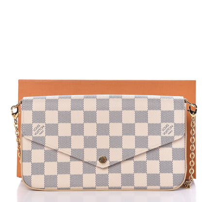 Louis Vuitton Damier Azur Pochette Felicie Chain Wallet Rose Ballerine 11 of 11