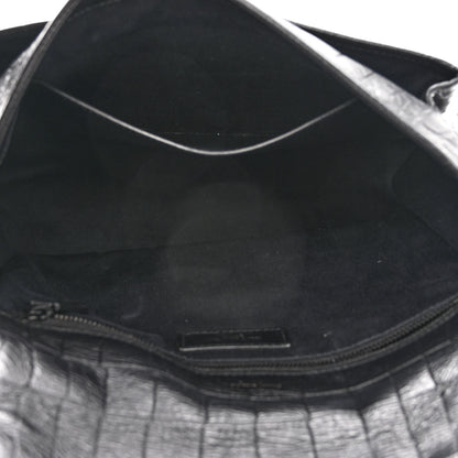 Saint Laurent Crocodile Embossed Lambskin Monogram Medium Niki Chain Satchel Black 5 of 9