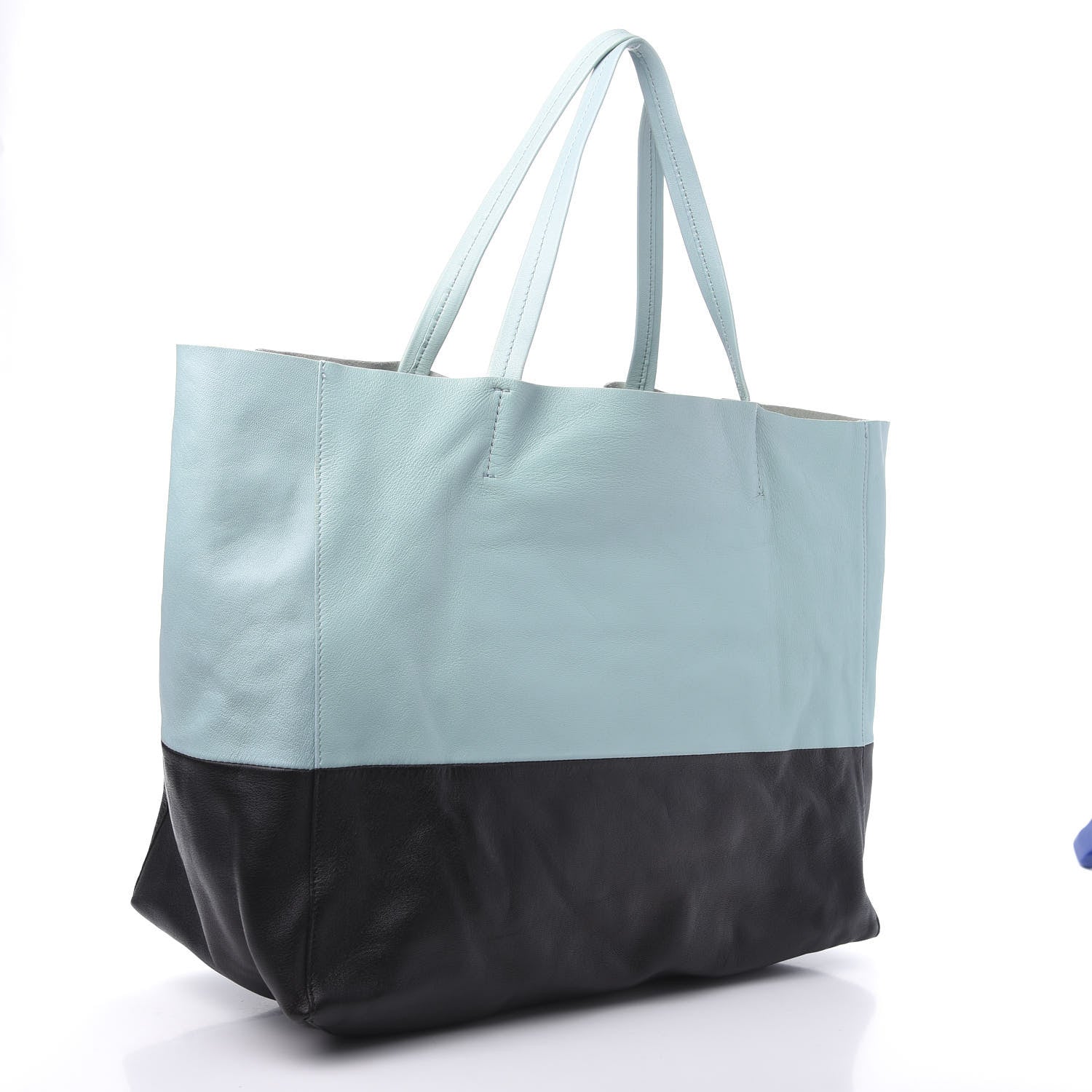 Celine Lambskin Horizontal Bi-Color Cabas Black Glacier 3 of 11