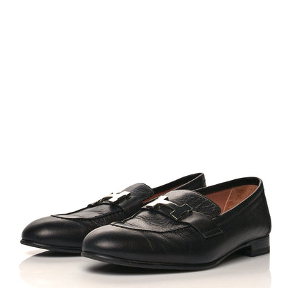 Hermes Goatskin Womens Paris Loafers 37 Black 3 of 9