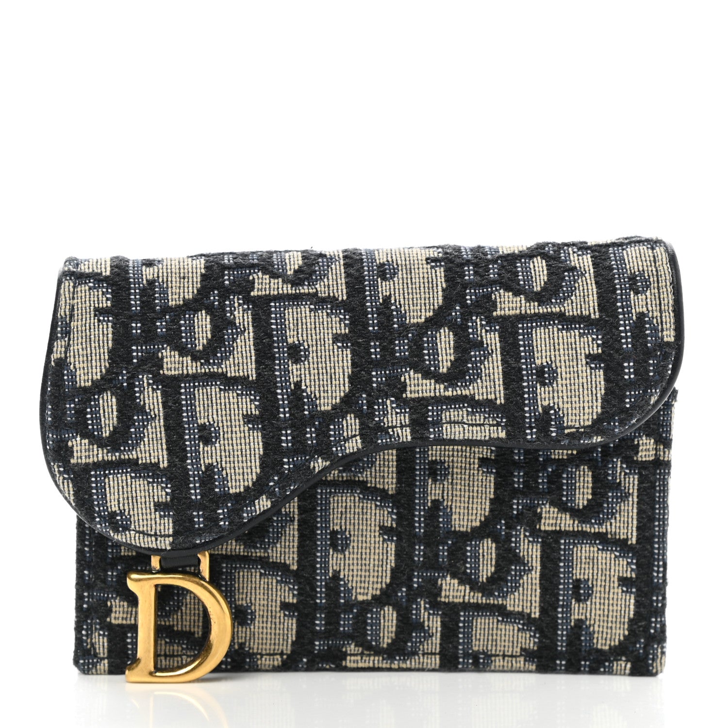 Christian Dior Oblique Saddle Card Holder Blue 1 of 7
