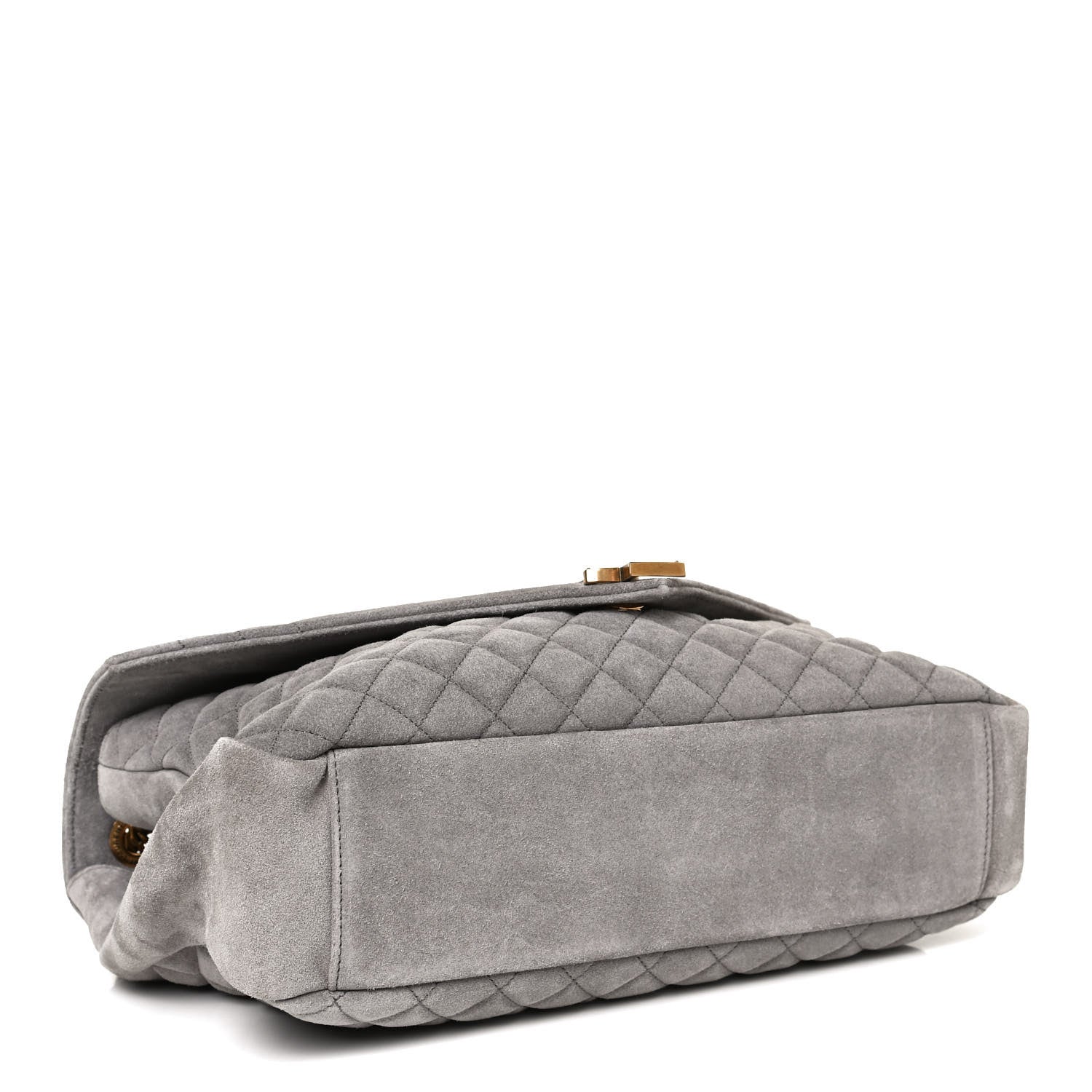 Saint Laurent Suede Mixed Matelasse Tri-Quilt Large Monogram Envelope Satchel Grey 5 of 13