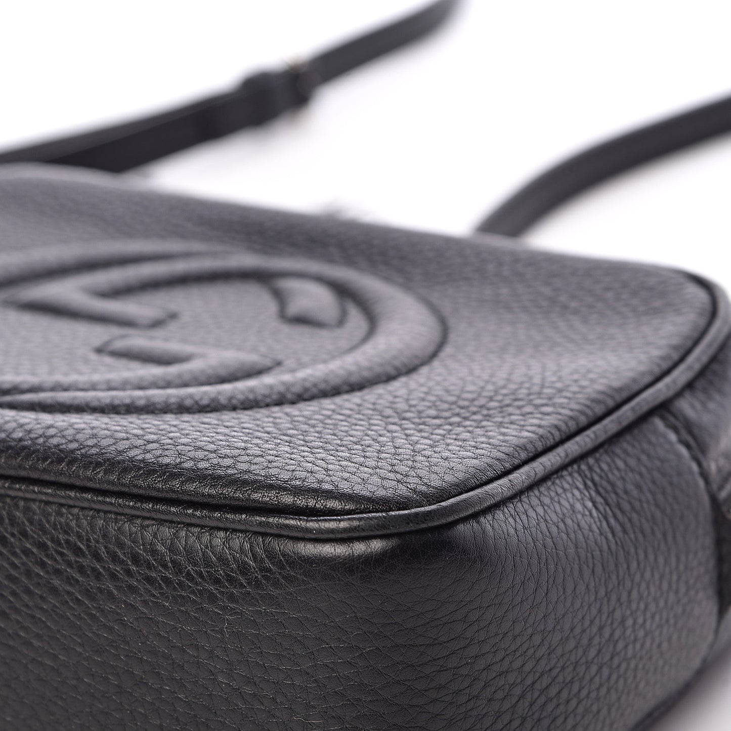Pebbled Calfskin Small Soho Disco Bag Black