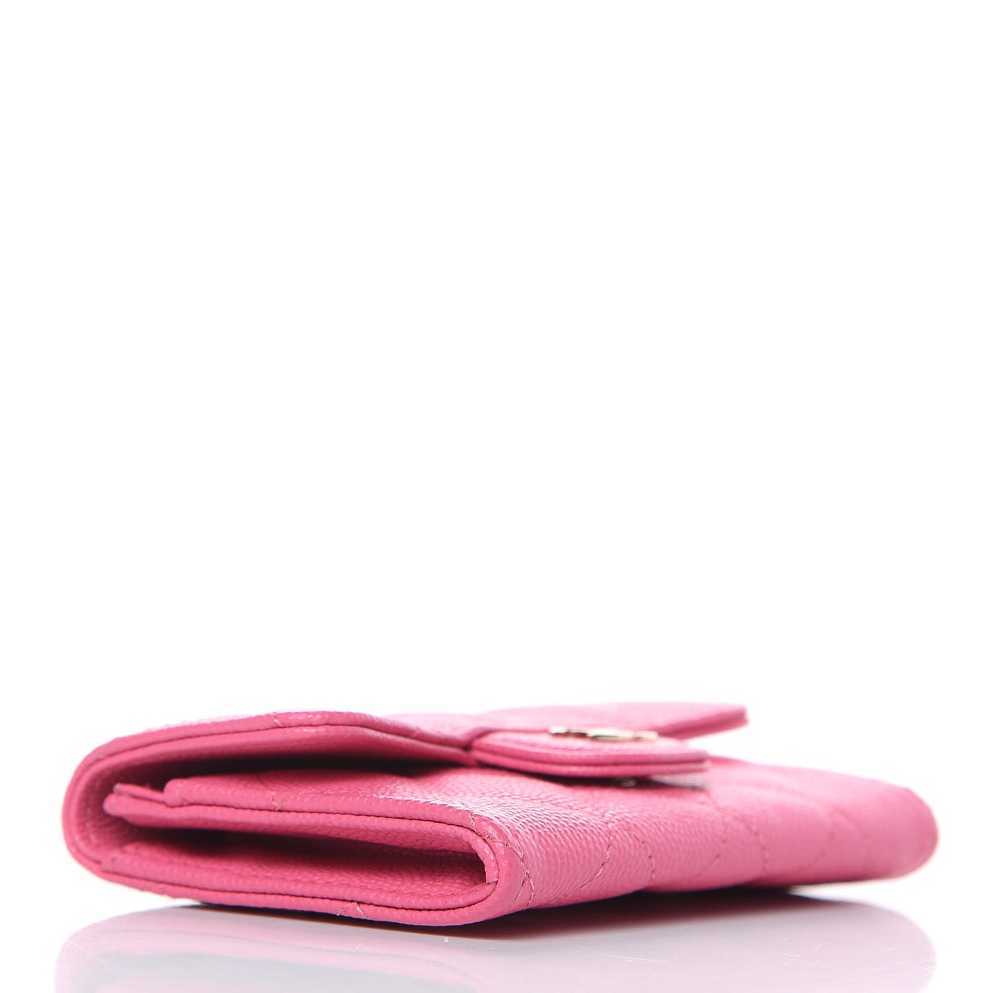 Caviar Quilted Flap Card Holder Pink
