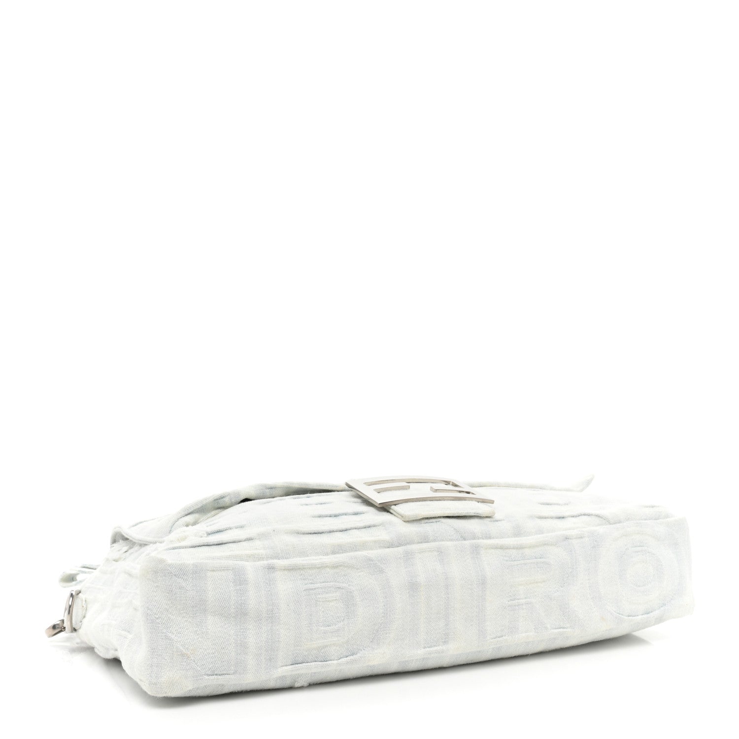 Fendi X MARC JACOBS Bleached Denim Logo Maxi Baguette Off White 4 of 10