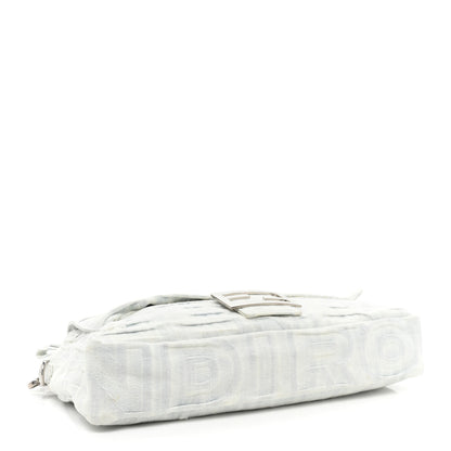 Fendi X MARC JACOBS Bleached Denim Logo Maxi Baguette Off White 4 of 10