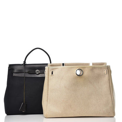 Hermes Toile Vache Calfskin Herbag 30 PM Black 3 of 26