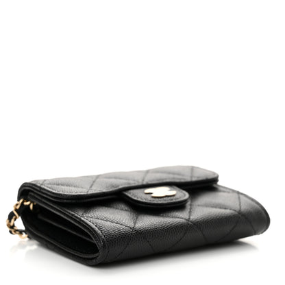 Chanel Caviar Quilted Flap Card Holder On Chain Black 4 of 12