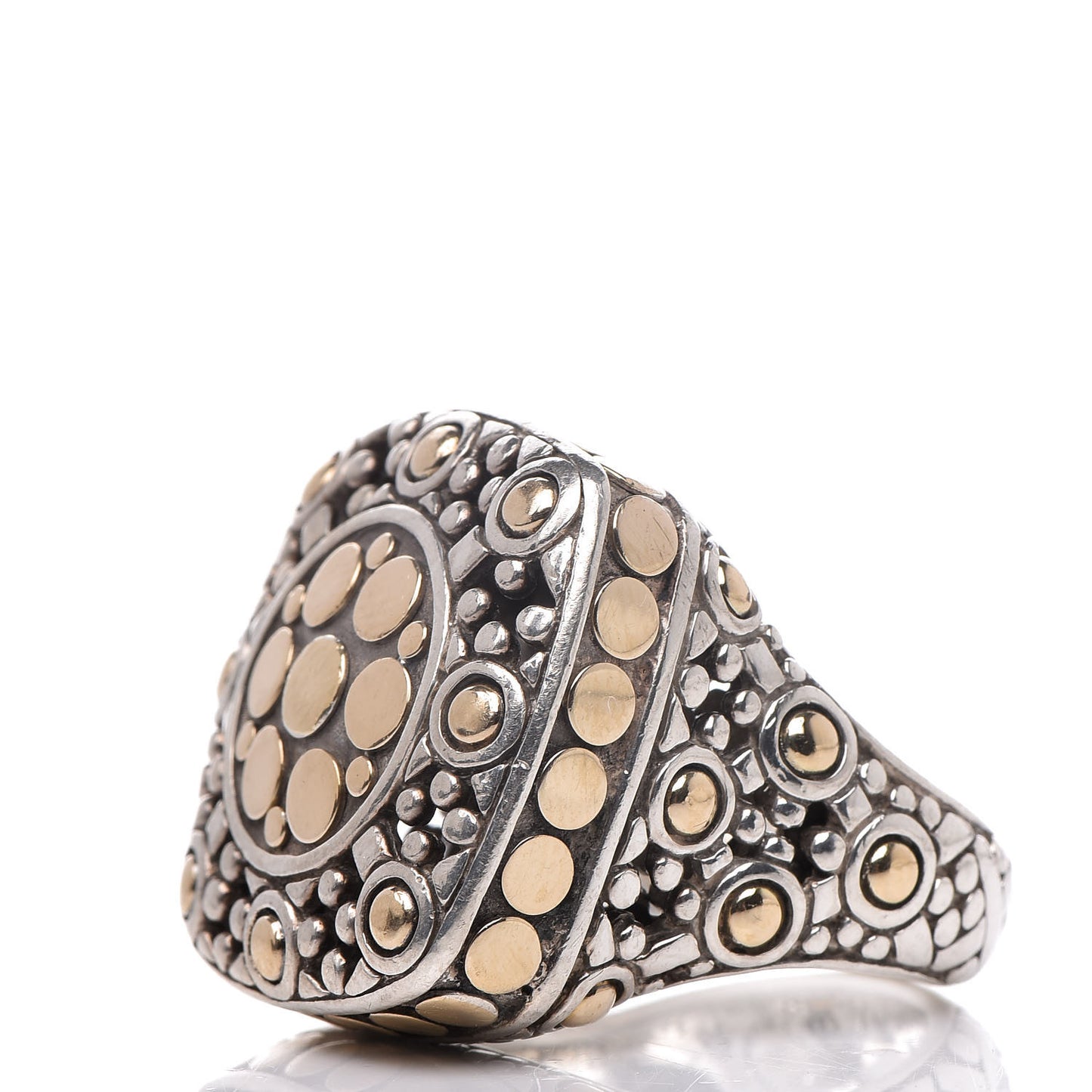 Sterling Silver 18K Yellow Gold Jaisalmer Dot Square Ring 54 6.75