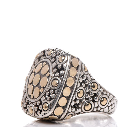 John Hardy Sterling Silver 18K Yellow Gold Jaisalmer Dot Square Ring 54 6.75 3 of 5